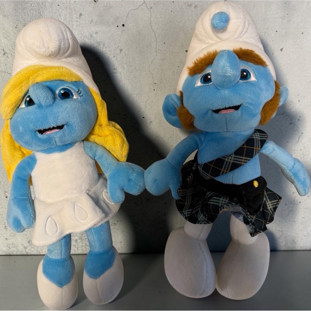 The Smurfs Movie 2011 Jakks Pacific Smurfette and Gutsy Smurf Plush Set 11‎ Inch